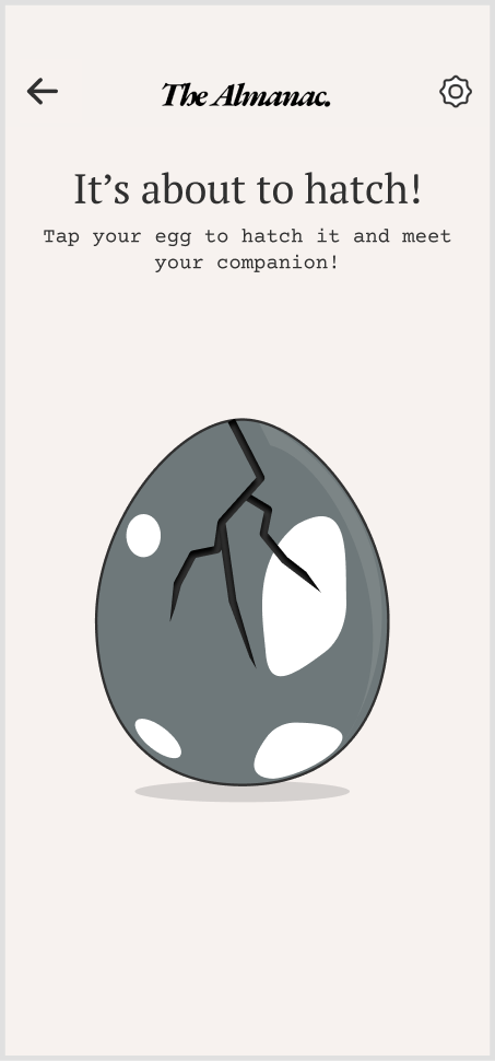 Hatch screen with a cracking egg